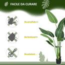 Set 2 Piante Artificiali Palma del Viaggiatore da Interno e Esterno H150 cm con Vaso Verde
