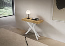 Consolle Allungabile 90-300x40x77 cm Saki Quercia Natura Gambe Bianche 