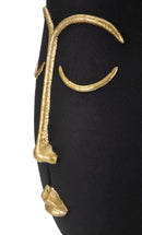 Vaso Tribal 24x31x22 cm in Poliresina Nero/Oro