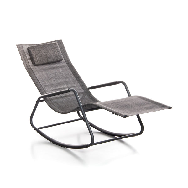 acquista Sedia Sdraio a Dondolo da Giardino Rocking Lounge 143x57x81 cm in Textilene Grigio