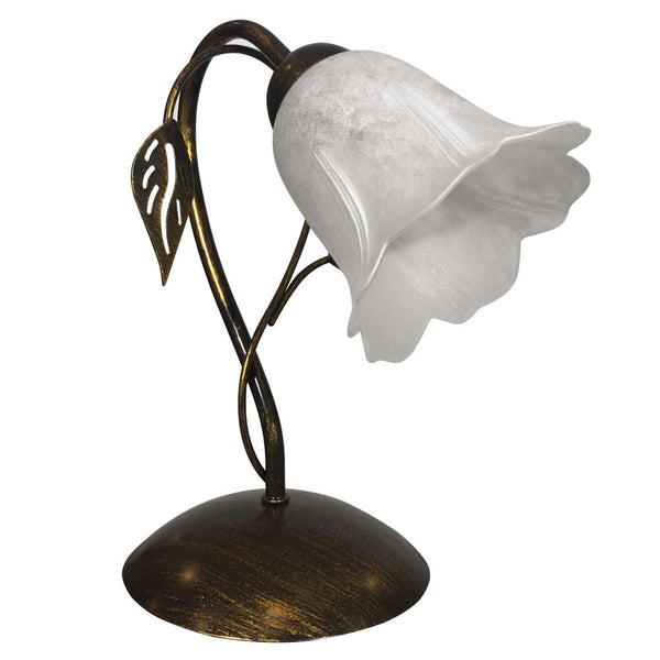 sconto Lampe 1xE14 Braun Gold Rahmen Weiß Schwammglas E-Energy Teresa