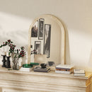 Specchio da Parete ad Arco 60x2x90 cm Cornice Effetto Pietra in Polistirene Beige      