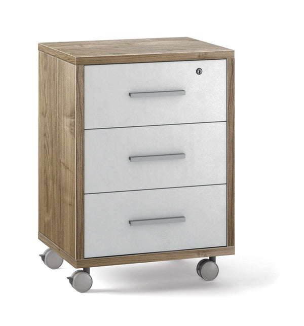 Cassettiera 3 Cassetti con Ruote 51x71x41 cm Noce Stelvio/Ossido Bianco sconto