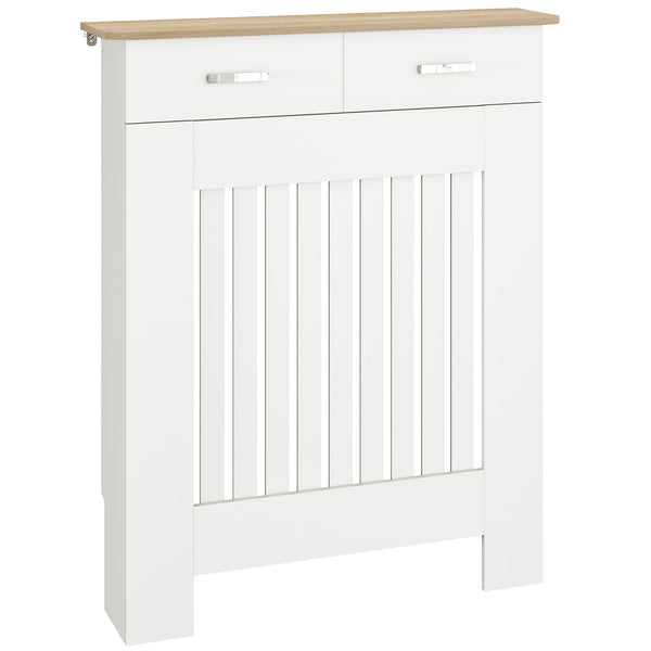 Copritermosifone a Doghe 78x19x97 cm Antiribaltamento con Cassetto in Legno Bianco acquista