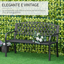 Panchina da Giardino 2 Posti 128x58,5x89 cm in Acciaio e Ghisa Nero