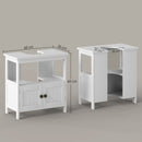 Mobile Sottolavabo Intaglio a U 60x30x60 cm Ripiano Aperto e Armadietto in MDF Bianco   