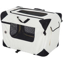 Trasportino per Cani e Gatti Pieghevole Crema nero 70x52x52 cm 