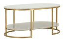 Tavolo da Caffè Izmir 90x60x45 cm in Ferro e Marmo Oro e Bianco      