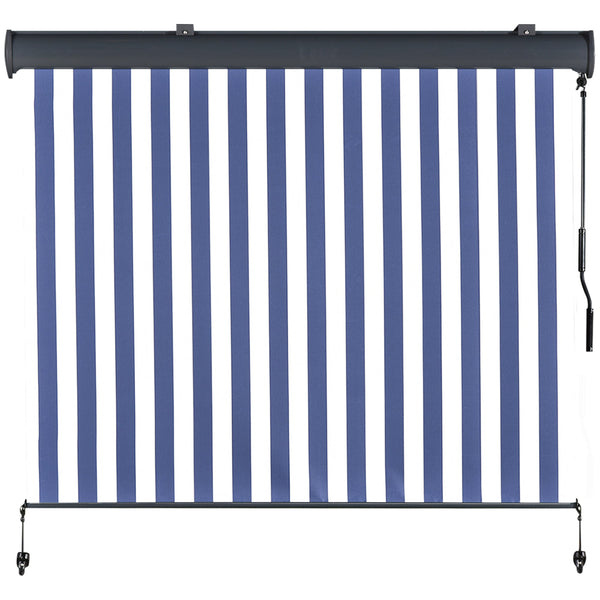 sconto Rollo-Markise für den Außenbereich, Weiß und Blau, verschiedene Größen