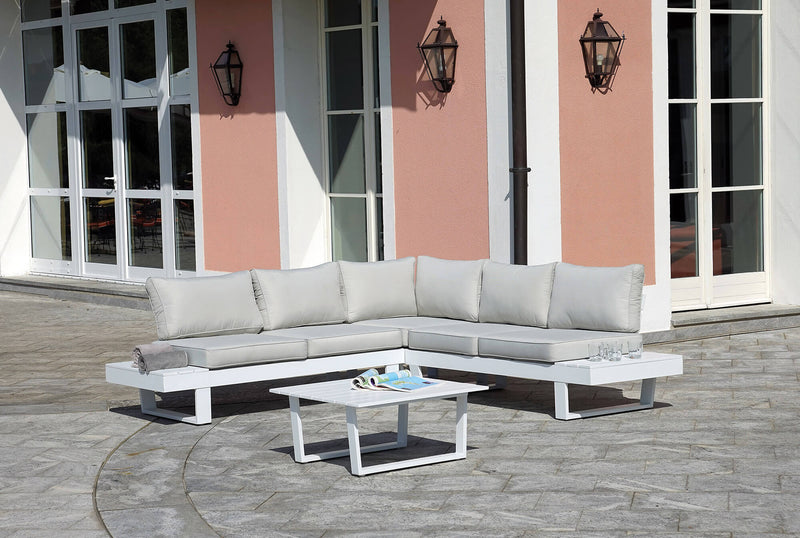 Set Salotto da Giardino in Alluminio Divano Angolare e Tavolino Vorghini Corner Bergen