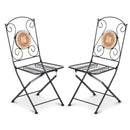 Set 2 Sedie da Giardino Pieghevoli in Ferro con Mosaico Zeus Nere