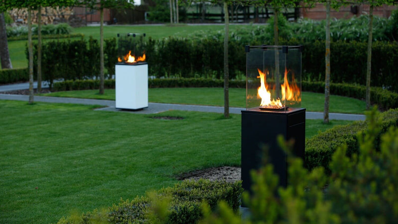 Stufa a Gas da Esterno 127,6x39,8x39,4cm Flig Gastonia Mini Bianco Lucido con Vetri