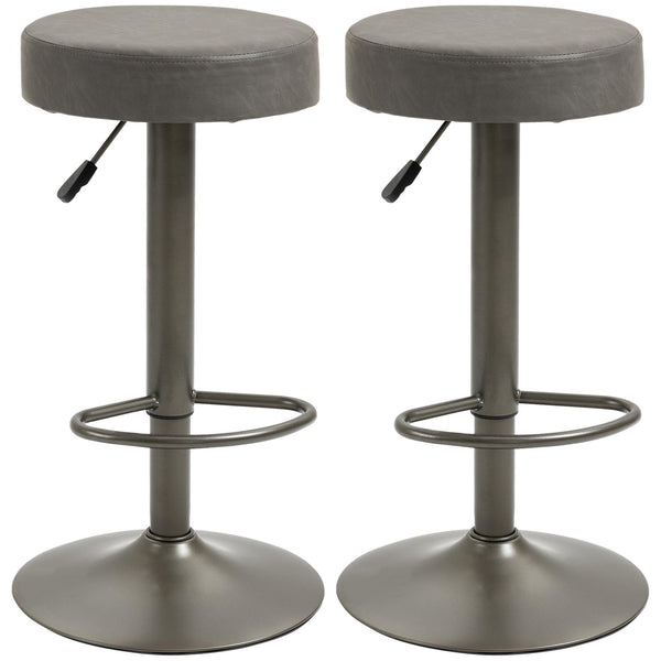 online Set mit 2 Barhockern 35 x 36 x 64-85 cm mit Fußstütze aus grauem Kunstleder