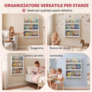 Libreria Montessoriana per Bambini 3-8 Anni a 3 Ripiani 60x15x73 cm in Truciolato Bianco      