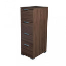 Cassettiera 4 Cassetti Tinta Noce 27x38x85 h cm in Truciolare bilaminato Marrone