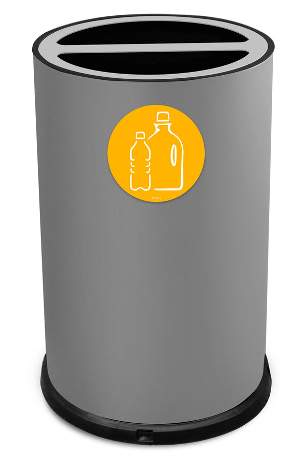 acquista Pattumiera Per Raccolta Differenziata Ø45xh72 cm In Acciaio Verniciato 2 Scomparti Grigio