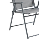 Set Tavolo e 4 Sedie Pieghevoli da Giardino in Acciaio Piano in Vetro e Sedute in Tessuto Nero