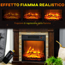 Camino Elettrico da Terra 80x21,6x67,8 cm con Timer Effetto Fiamma e Temperatura Regolabile in Legno e Metallo Marrone      