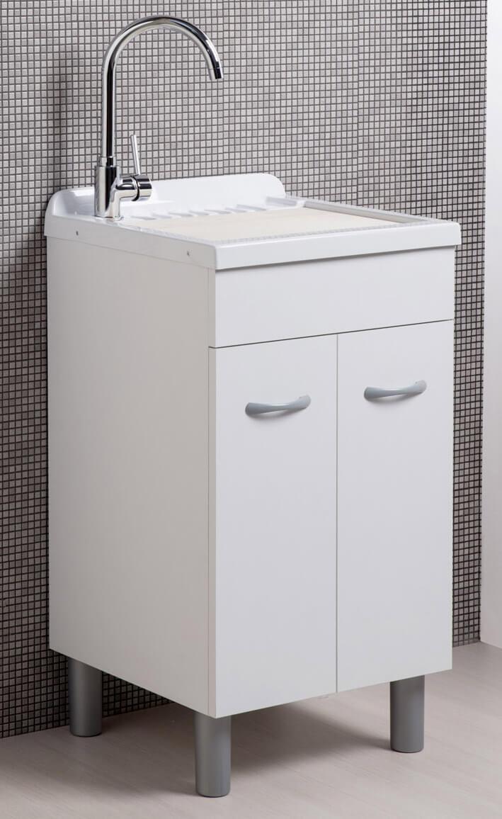 Mobile Lavatoio in ABS 50x50x88 cm 2 Ante Ambrosini Doris Bianco Opaco Seconda Scelta