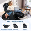 Poltrona Reclinabile Massaggiante e Riscaldata 8 Punti Massaggio e 3 Modalità con Telecomando in Pelle PU Nero      