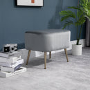 Pouf Poggiapiedi in Tessuto Vellutato 55x41x42 cm  Grigio Chiaro