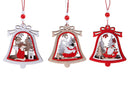 Set di 48 Campane Natale in Legno 10,5 cm Rosso