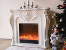 Camino Elettrico da Pavimento 116x150x33 cm Effetto Fiamma 1500W Perla Bianco