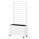 Fioriera con Traliccio e Ruote 76x30x155 cm in Legno Bianca