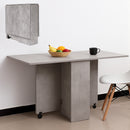 Tavolo da Pranzo Pieghevole Salvaspazio 140x75x74 cm Ante a Ribalta con Ruote Effetto Cemento      