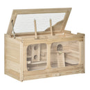 Gabbia per Roditori e Criceti 78x40x44 cm con Tetto Apribile in Legno Naturale