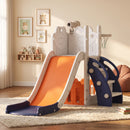 Set Scivolo per Bambini 5 in 1 con Canestro Scaletta Telescopio e Contenitori 178x70x86 cm in HDPE e PP Blu scuro      
