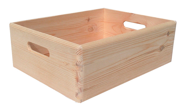 sconto Contenitore Box Salvaspazio Sovrapponibile 40x30x14 cm in Legno di Pino Naturale