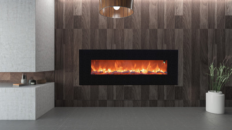 Camino Elettrico da Parete 152x55x13,8 cm 1500W Effetto Fiamma Sined Aprica Nero