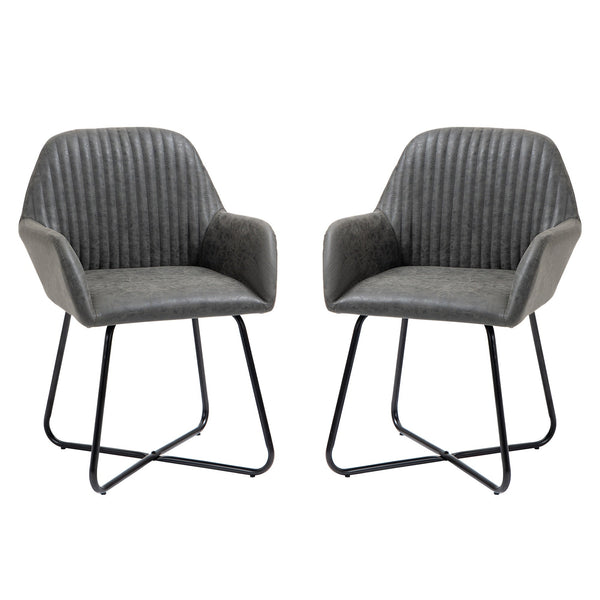 online Set mit 2 gepolsterten Stühlen 60 x 56,5 x 85 cm in grauem Kunstleder