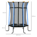 Trampolino Tappeto Elastico per Bambini con Ingresso a Cerniera e Pali Imbottiti Ø163.5x190 cm in Acciaio, PP e EPE Azzurro 