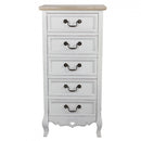 Cassettiera Cuore 5 Cassetti 44x29x91 h cm in Legno di paulownia Bianco