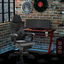 Sedia da Gaming Ergonomica con Schienale Reclinabile e Poggiapiedi Retrattile in Tessuto Grigio   