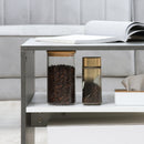 Tavolino da Salotto 2 Livelli 90x60x42 cm in Truciolato e Acciaio Inox Bianco e Cemento