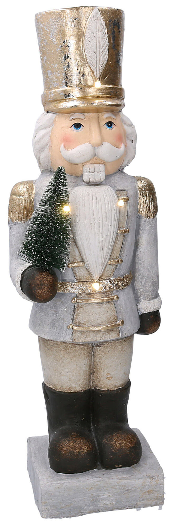 prezzo Nussknacker Soldat aus Harz 18x15xh62 cm mit LED Adami Grey Dekoration