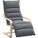 Poltrona Relax con Poggiapiedi Regolabile in Legno con Rivestimento in Velluto Grigio Scuro   