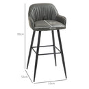 Set 2 Sgabelli da Bar con Schienale in Finta Pelle PU Grigio  