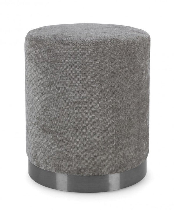 online Pouf Ø 35x42 cm Ernestine in Tessuto Grigio