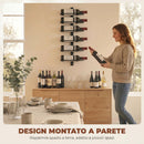 Portabottiglie da Parete 27x10x71 cm per 6 Bottiglie di Vino in Acciaio Nero      