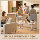 Set 2 Sgabelli da Bar con Schienale 47x52x86-108A cm Girevoli e Regolabili in Finta Pelle Grigio Chiaro      