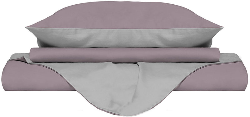 Copripiumino con Sacco e Federe Doubleface Rosa Antico\/Grigio Chiaro