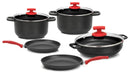 Batteria di Pentole 8 Pezzi in Alluminio Pressofuso Antiaderente Olympia Love
