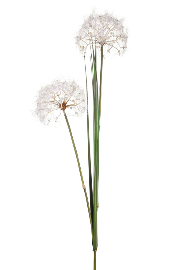 Set 2 Künstlicher Löwenzahn, bestehend aus 2 künstlichen Blumen mit Blättern, Höhe 120 cm, weiß prezzo