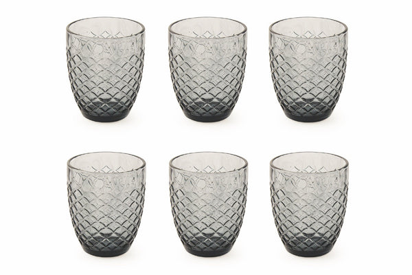 acquista Set mit 6 Gläsern Ø8,5x10 cm in Villa d'Este Home Tivoli Squared Grey Glass