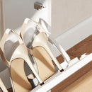 Scarpiera a Specchio 65x17x114,5 cm con 3 Cassetti a Ribalta per 9 Paia di Scarpe in Legno Bianco      