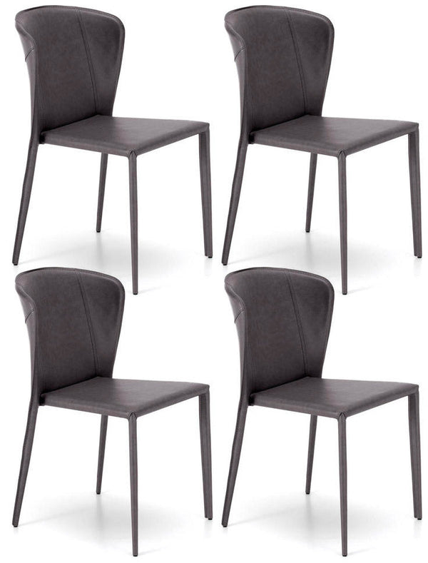 sconto Set 4 Sedie 49x56xH82 cm in Similcuoio Break Grigio Scuro